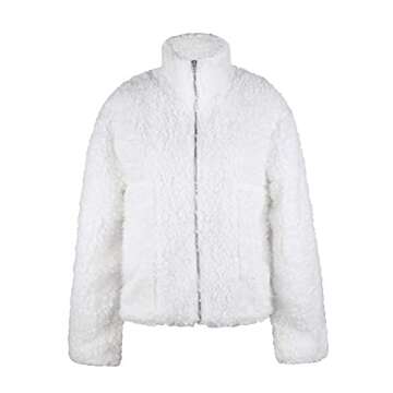 JIKAL Women's Oversized Teddy Faux Pockets Coat for Winter