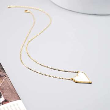 JINGDR Heart Necklace for Women Trendy Preppy Jewelry Gold Plated Love Heart Pendant, Heart Papercli...