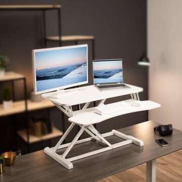VIVO 32 inch Desk Converter, K Series, Height Adjustable Sit to Stand Riser, Dual Monitor and Laptop...