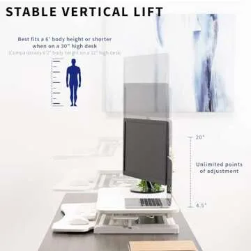 VIVO 32 inch Desk Converter, K Series, Height Adjustable Sit to Stand Riser, Dual Monitor and Laptop Workstation with Wide Keyboard Tray, White, DESK-V000KW