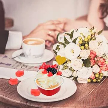 Colovis Heart Shaped Cake Pans, 36 Pack 3.4oz Red Mini Aluminum Foil Baking Cups with Lids Spoons Disposable Ramekins Cupcake Liners Kit for Valentine's Day Wedding Party (36 Pack)