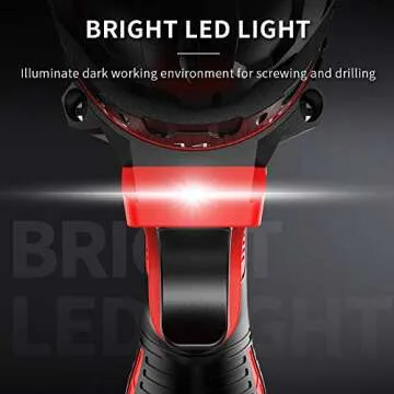 Cordless Drill Set 2 Batteries, WAKYME 12.6V Power Drill 30NM 18+1 Clutch, 3/8" Keyless Chuck, Variable Speed Built-in LED Electric Driver Drill for Drilling Wall, Bricks, Wood, Metal etc