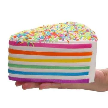 Anboor 5.8 Inches Squishies Cake Rainbow Jumbo Slow Rising Kawaii Scented Cheese Squishies Valentines Day Stress Relief Kid's Toys