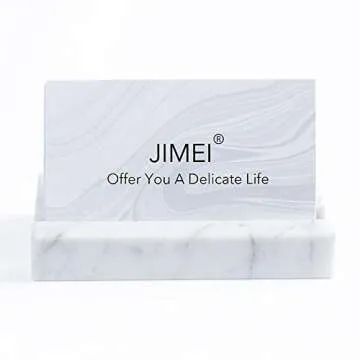 JIMEI Luxury Business Card Holder - Elegant Marble Desk Organizer for 25 Cards