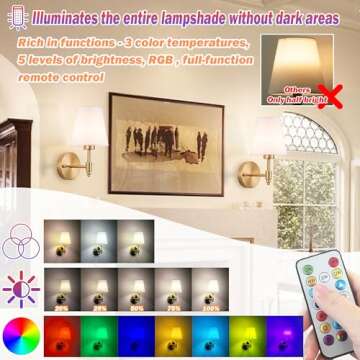 Battery Operated Wall Sconces Set of Two with Remote Control