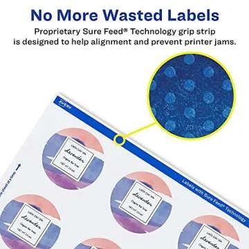 Avery Matte White Round Labels with Sure Feed, 1" Diameter, 1,200 Matte White Printable Labels