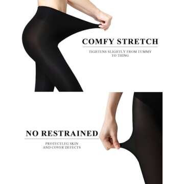 Buauty 2 Pairs 80D Tights for Women,Women's Sheer Black Tights,Soft Opaque Pantyhose and Stockings for Comfort and Elegance