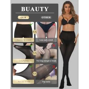 Buauty 2 Pairs 80D Tights for Women,Women's Sheer Black Tights,Soft Opaque Pantyhose and Stockings for Comfort and Elegance