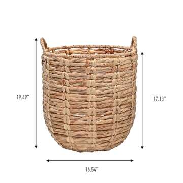 happimess BSK1003A Laurel Bohemian Hand-Woven Abaca Basket with Handles for Storage and Decoration i...