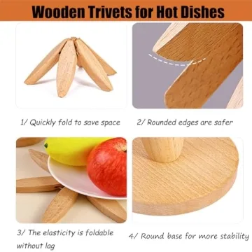 Tree-Shaped Wooden Trivet Set - Foldable & Functional