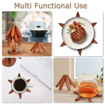 Tree-Shaped Wooden Trivet Set - Foldable & Functional