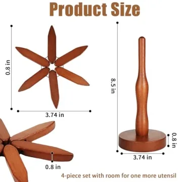 Tree-Shaped Wooden Trivet Set - Foldable & Functional