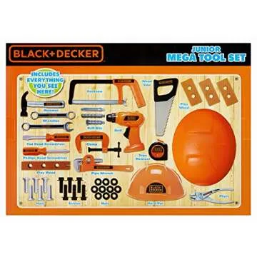BLACK+DECKER Junior Kids Tool Set - Mega Tool Set with 42 Tools & Accessories! Role Play Tools for T...