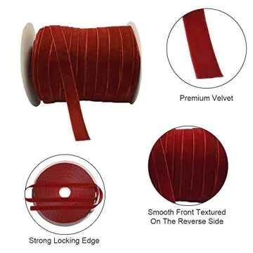 2 Rolls Decorate Ribbon Velvet Red Single Face Ribbon 25 Yards 0.4 Inch 10 Yards 1 inch Handmade DIY Ribbon for Package Wrapping Hair Bow Clips Making Sewing Baby Headbands Wedding Decorations