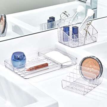 iDesign Rain Vertical Textured Plastic Palette Organizer for Storage of Cosmetics, Makeup, and Acces...