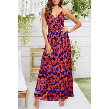 Newshows Women's Summer Dress V Neck Spaghetti Strap