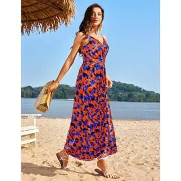 Newshows Women's Summer Dress V Neck Spaghetti Strap