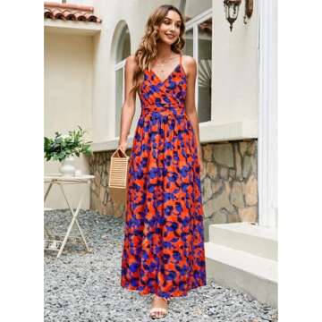 Newshows Women's Summer Dress V Neck Spaghetti Strap