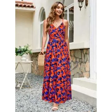 Newshows Women's Summer Dress V Neck Spaghetti Strap