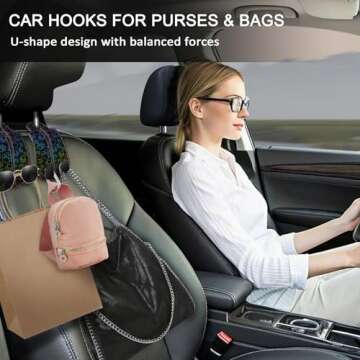 Blusabaca 2PCS Car Seat Back Storage Headrest Hooks, Dog Paw Purse Holder Bags Hanger, PU Leather Do...