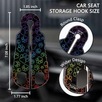 Blusabaca 2PCS Car Seat Back Storage Headrest Hooks, Dog Paw Purse Holder Bags Hanger, PU Leather Double Metal Hook for Backseat Organizer, Women Car Accessories Organization