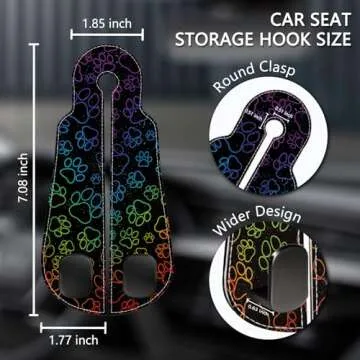 Blusabaca 2PCS Car Seat Back Storage Headrest Hooks, Dog Paw Purse Holder Bags Hanger, PU Leather Double Metal Hook for Backseat Organizer, Women Car Accessories Organization