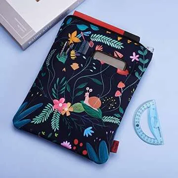 Cute Snail Black Floral Book Sleeve for All Ages