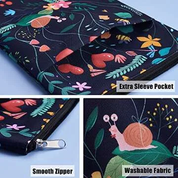 Cute Snail Black Floral Book Sleeve for All Ages