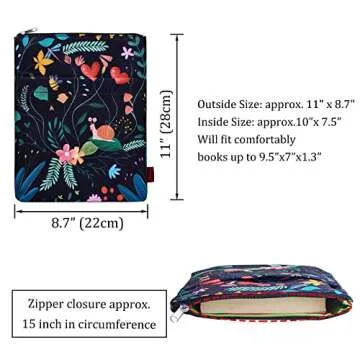 Cute Snail Black Floral Book Sleeve for All Ages