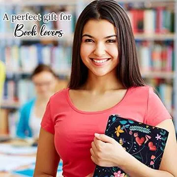 Cute Snail Black Floral Book Sleeve for All Ages