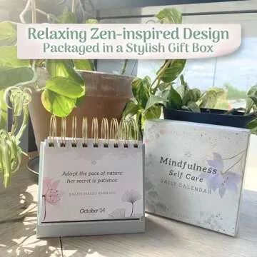 MESMOS Inspirational Gifts for Women, Perpetual Calendar with 366 Daily Affirmations, Mindfulness Self Care Gifts, Cute Office Desk Accessories, Office Decorations, Desk Decor for Women