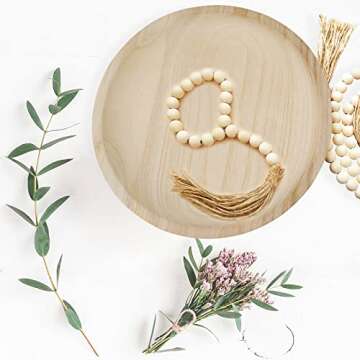 POPRHINO Wooden Bowl Decorative Trays for Home Décor, 11" Wide Farmhouse Decorative Wood Bowl Snack Fruit Serving Bowl Kitchen Dining and More