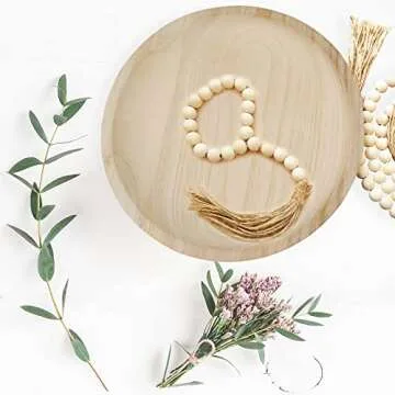 POPRHINO Wooden Bowl Decorative Trays for Home Décor, 11" Wide Farmhouse Decorative Wood Bowl Snack Fruit Serving Bowl Kitchen Dining and More