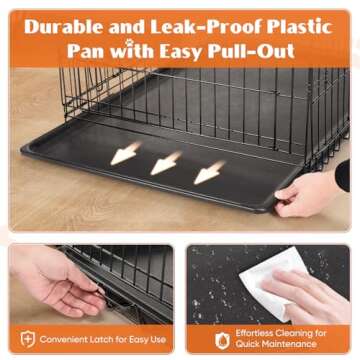 Sweetcrispy Medium Dog Crate with Divider Panel, 30 Inch Double Door Folding Metal Wire Dog Cage with Plastic Leak-Proof Pan Tray, Pet Kennel for Indoor, Outdoor, Travel