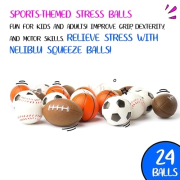 Set of 24 Sports Stress Balls for Kids' Fun and Relief