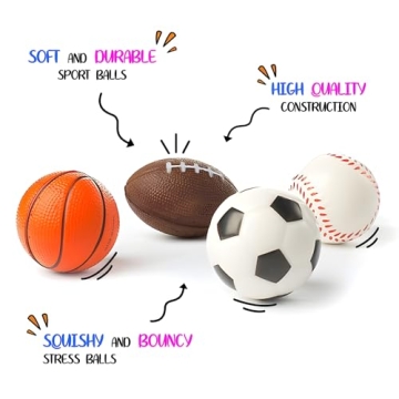 Set of 24 Sports Stress Balls for Kids' Fun and Relief