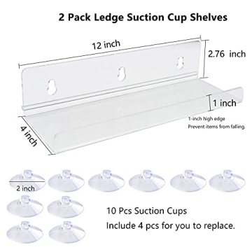 Durable 12-Inch Suction Cup Window Shelves for Plants