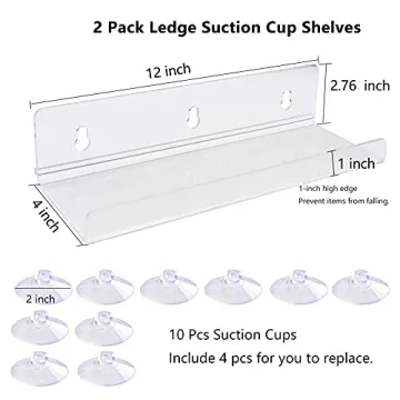 Durable 12-Inch Suction Cup Window Shelves for Plants