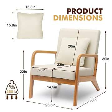 WACASA Accent Chair, Mid-Century Modern Side Chairs for Living Room, Bedroom, Balcony, Reading Room,...
