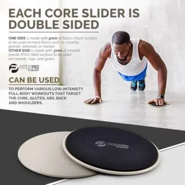 Limm Core Sliders Fitness - Exercise Sliders for Working Out, Stability, Ab, Legs & Full Body (Set of 2) - Bonus Carry Bag & Workout Ebook - Black Gym Gliding Disc Pads for Hardwood, Carpet & More