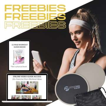 Limm Core Sliders Fitness - Exercise Sliders for Working Out, Stability, Ab, Legs & Full Body (Set of 2) - Bonus Carry Bag & Workout Ebook - Black Gym Gliding Disc Pads for Hardwood, Carpet & More