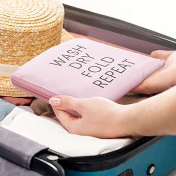 Boao 2 Pcs Travel Laundry Bag Washable Dirty Clothes Bag with Drawstring and Zipper for Suitcase, 22 x 18 Inch (Pink, Gray,Classic)