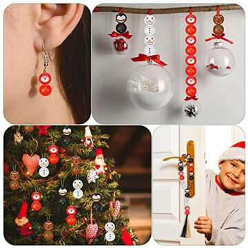 Junkin 100 Christmas Wooden Beads for Craft Projects