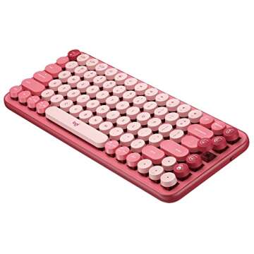 Logitech POP Keys Wireless Mechanical Keyboard With Custom Emoji Keys (Heartbreaker Rose) Bundle with Wireless Mouse and Palm Rest (3 Items)