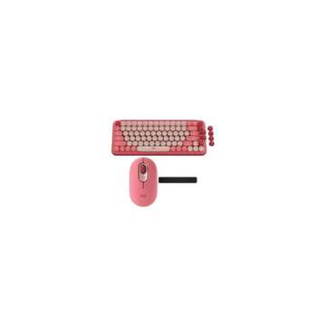 Logitech POP Keys Wireless Mechanical Keyboard With Custom Emoji Keys (Heartbreaker Rose) Bundle with Wireless Mouse and Palm Rest (3 Items)