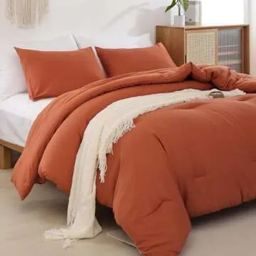 ROSGONIA California King Comforter Set Burnt Orange,3pcs(1 Boho Terracotta Cal King Comforter & 2 Pi...