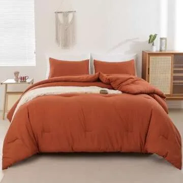 ROSGONIA California King Comforter Set Soft Burnt Orange