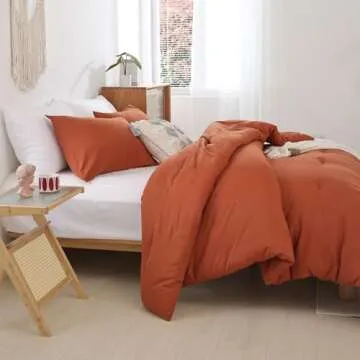 ROSGONIA California King Comforter Set Soft Burnt Orange