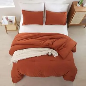 ROSGONIA California King Comforter Set Soft Burnt Orange