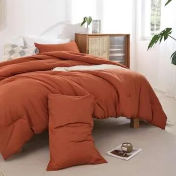 ROSGONIA California King Comforter Set Soft Burnt Orange